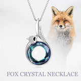 Fox Necklace for Women with Blue Purple Circle Crystals,Birthday Anniversary Fine Jewelry