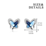 925 Sterling Silver Butterfly Stud Earrings with Blue Crystals from Crystal, Hypoallergenic Earrings