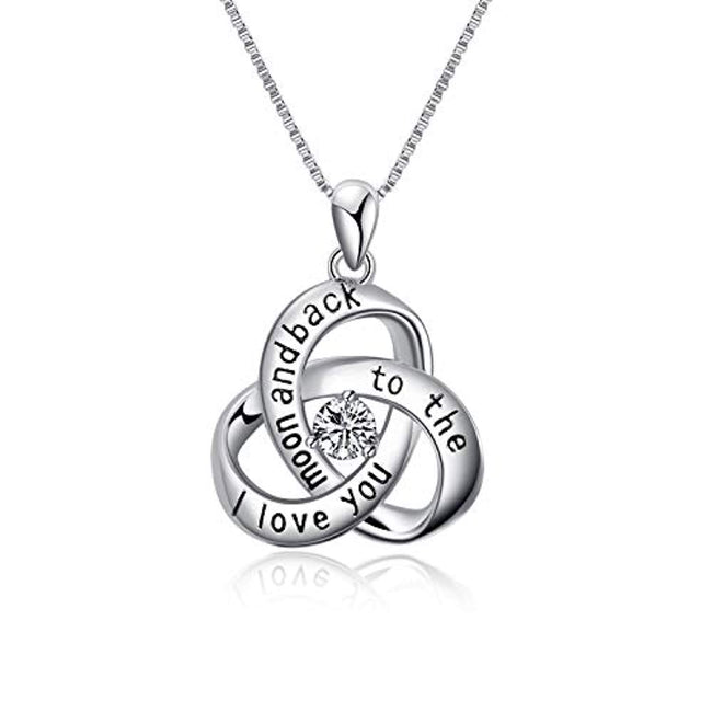 Celtic Knot Pendant I Love You to The Moon and Back Sterling Silver Necklace