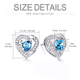 Birthstone Halo Heart Stud Earrings Blue Heart Shaped Crystals from Crystal