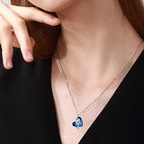 Heart Necklaces for Women Blue Crystals Rose Jewelry