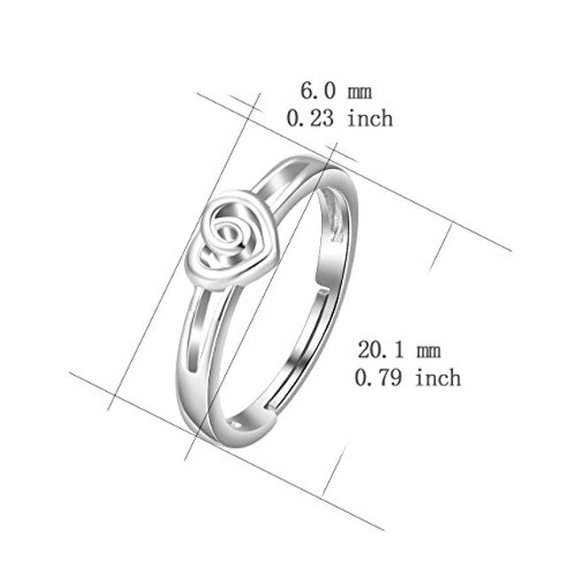 925 Sterling Silver Heart Promise Love Knot Ring Adjustable Jewelry for  Size 6 7 8