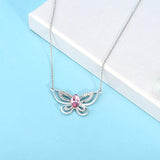 Butterfly Necklace Pink Crystal Butterfly Pendant Necklace with Crystal,Jewelry Gift