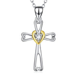 Women Jewelry 925 Sterling Silver Platinum Polished Eternal Celtic Knot Cross Pendant Necklace 18"