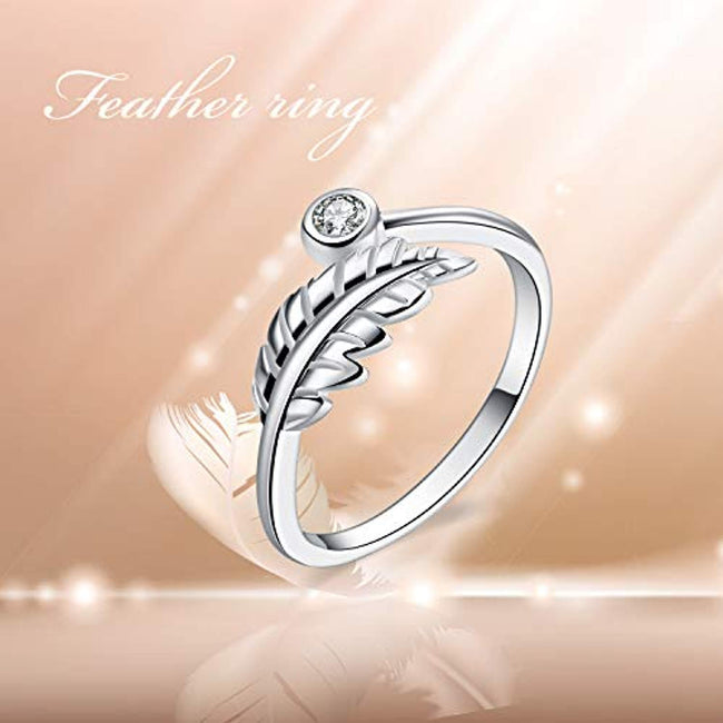 Sterling Silver Leaves Leaf Adjustable Ring for Women Size 7-8