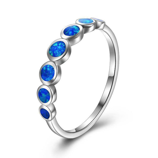 Opal Ring Sterling Silver Created Blue Opal Thumb Rings for Women