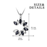 Round Necklace Two Tone Leaf Crystal Flower Necklace Open Circle Pendant Elegant Jewelry Gift for Women Girls