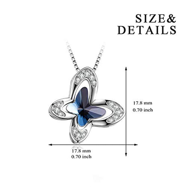 Butterfly Necklace for Women with Blue Crystals
