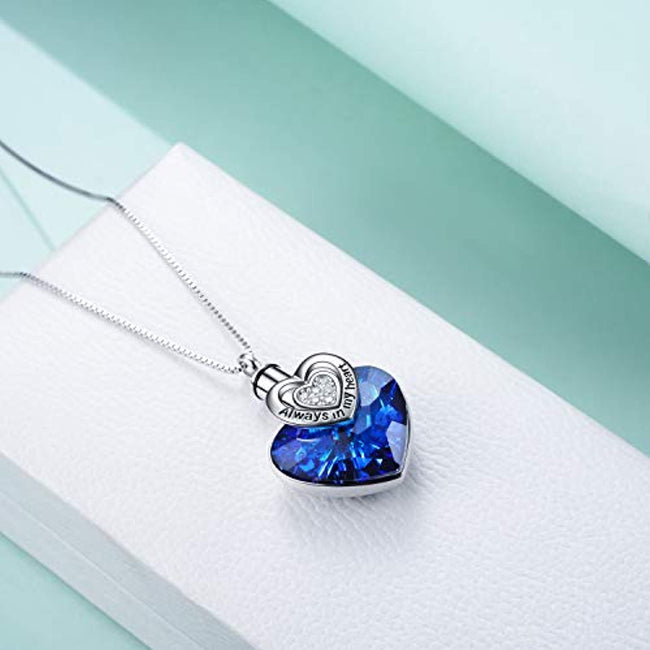 Love Heart URN Necklace Sterling Silver Heart Pendant Necklace with Crystal