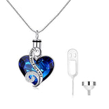 Love Heart URN Sterling Silver Heart Pendant Necklace with Crystal