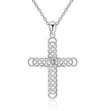Religious Jewelry 925 Sterling Silver Irish Celtic Knot Cross Pendant Necklace for Women Girls