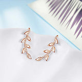 Sterling Silver Rose Gold Plated Leaf Ear Climber Crawler Earrings