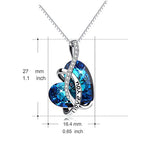 I Love You Sterling Silver Heart Pendant Necklace with Crystals Jewelry for Women