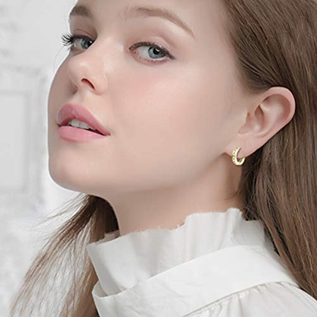 925 Sterling Silver Cubic Zircon Hoop Earrings Ear Cuff Cartilage