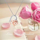 3D Rose Flower Pendant Necklace 18 inch Chain for Women Girl 925 Sterling Silver