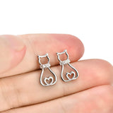 Cat Stud Earring 925 Sterling Silver Cubic Zirconial Cat Stud Earrings Jewelry for Girl Women