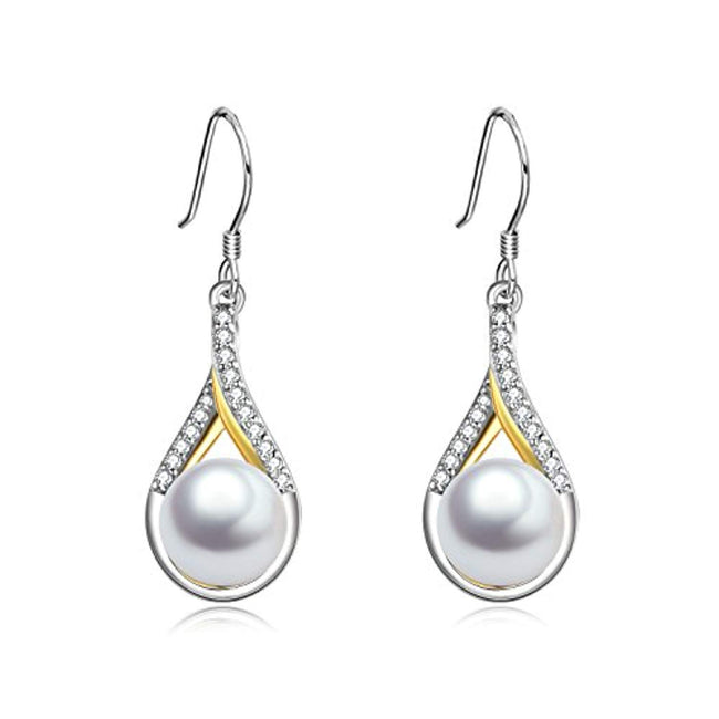 Infinity Earrings Sterling Silver Pearl Dangle Earrings