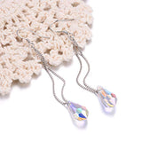 Teardrop Long Dangle Drop Earrings - Aurora Borealis Crystals from Crystal