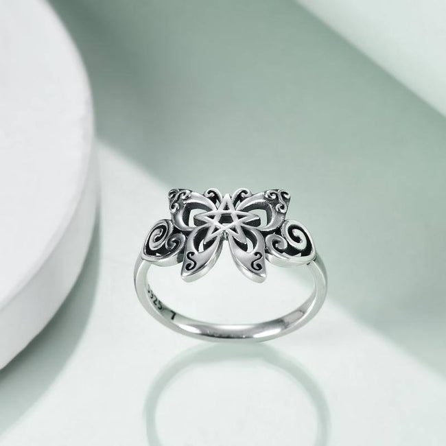Sterling Sliver Butterfly Ring Celtic Skull Jewelry Gifts for Women