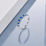 Opal Ring Sterling Silver Created Blue Opal Thumb Rings for Women