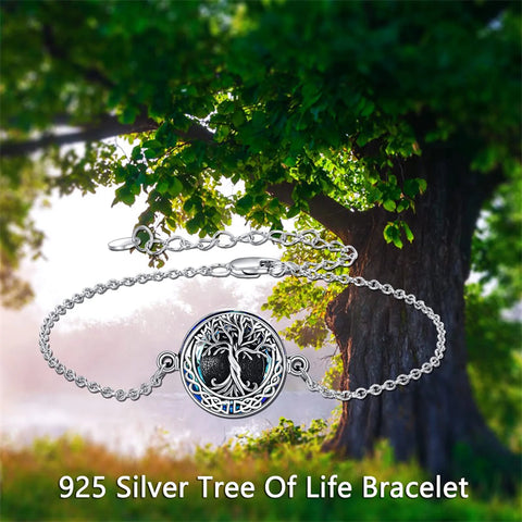 Tree of Life Urn Bracelet for Ashes 925 Sterling Silver Tree of Life Cremation Keepsake Pendant Locket Bracelet for Women Mom
