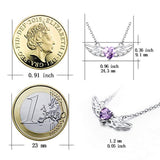 Guardian Angel Wings Necklace Sterling Silver Purple Simulated Birthstone Heart Pendant Necklace