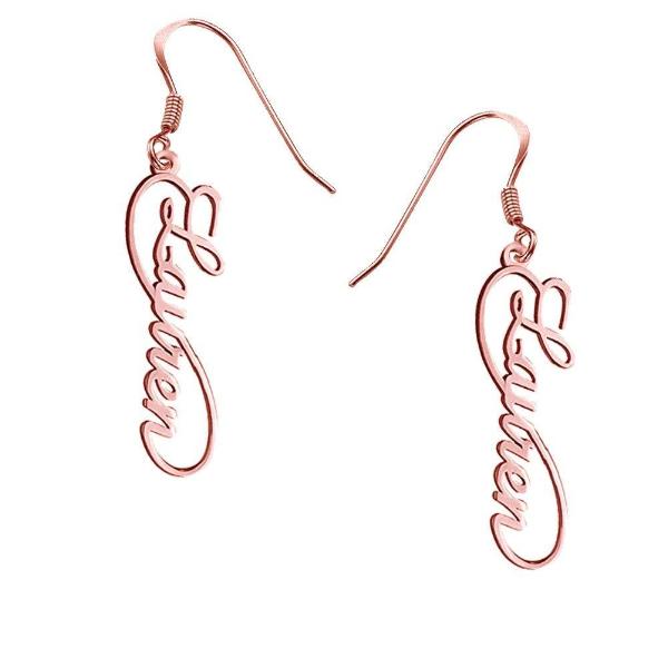 Copper/925 Sterling Silver Personalized  Infinity Drop Name Earrings
