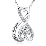 Mom Necklace Sterling Silver Infinity Heart Engraved Love Mom 18"