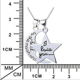 Sterling Silver I Love You to The Moon and Back Pendant Necklace 18"