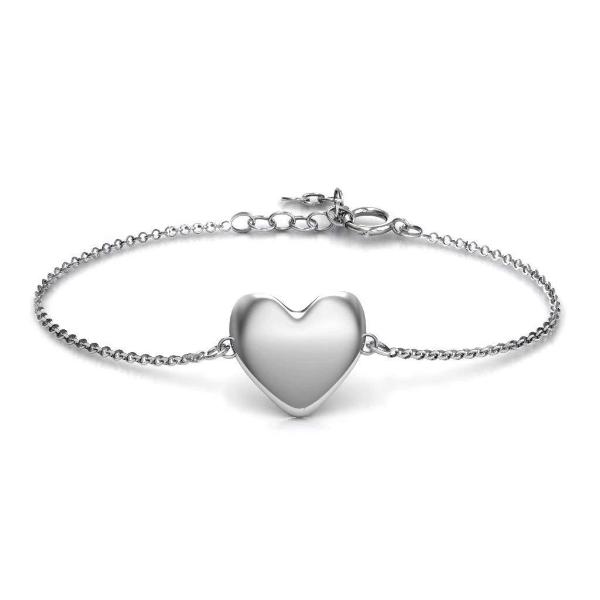 925 Sterling Silver Personalized Engravable Sweet Heart Bracelet  Length Adjustable 6”-7.5”