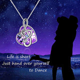 Dance with Me Purple Music Note Necklace for Women My Girls Heart Shaped Vitrail Color Changing Crystal Pendant with Crystal Element