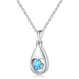 925 Sterling Silver Urn Necklaces for Ashes CZ Teardrop Ashes Eternity Cremation Jewelry Urns Necklace Keepsake Memorial Gifts
