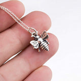 Bee Necklace Sterling Silver Bumble Bee Queen Bee Bumblebee Honeycomb Pendant Necklace