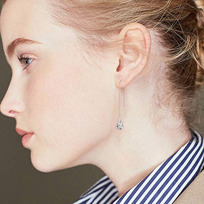 Copy of Sterling Silver Threader Earrings,Teardrop\Cross\Line\Ear Cuff Threader Earrings for Women Girls