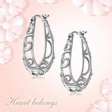 Filigree Hoops Earrings 925 Sterling Silver Hoop Earrings for Women