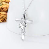 Butterfly Cross Urn Necklaces for Ashes 925 Sterling Silver Blue/Purple Crystal Butterfly Cross Necklace for Women