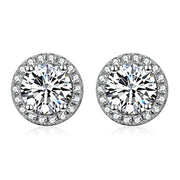 925 Sterling Silver Round Cubic Zirconial 10 mm Halo Stud Earrings for Women
