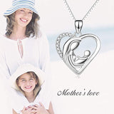 Sterling Silver Necklace for Mom Daughter Friend Necklace for Women Teens Girls