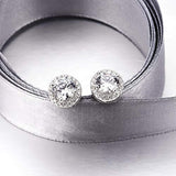 925 Sterling Silver Round Cubic Zirconial 10 mm Halo Stud Earrings for Women