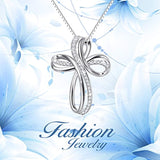 Sterling Silver Infinity Cross Pendant Necklace
