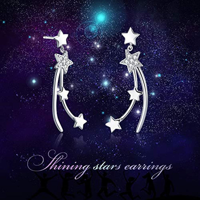 Lucky Star Earrings Dangle Shooting Star Earrings