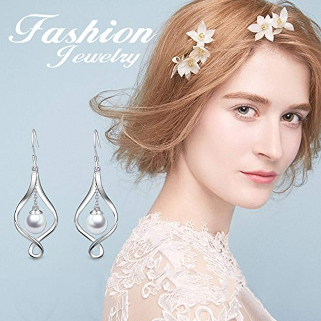 Pearl Dangle Earrings Sterling Silver Infinity Love Celtic Knot Drop Earrings Dangles