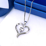 925 Sterling Silver Mother and Child Love & Faith Hope Love Heart Pendant Necklace