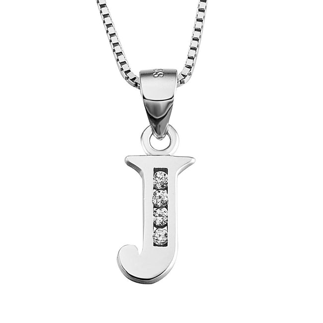 Initial Pendant Necklace Earrings in 925 Sterling Silver with Cubic Zirconial 26 Letter