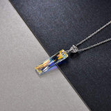 Crystal Pendant Necklace for Women Girls S925 Sterling Silver Chain Wife Daughter Girlfriend Jewelry Gift