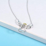 Sterling Silver Guardian Halo Angel Wings Heart Pendant Necklace Gift