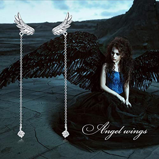 Angel Wings Earrings Drop Dangle Ear rings with Crystal