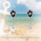 925 Sterling Silver Stud Earrings Crystal Anchor Ear Jacket Earrings Front Back 2 in 1