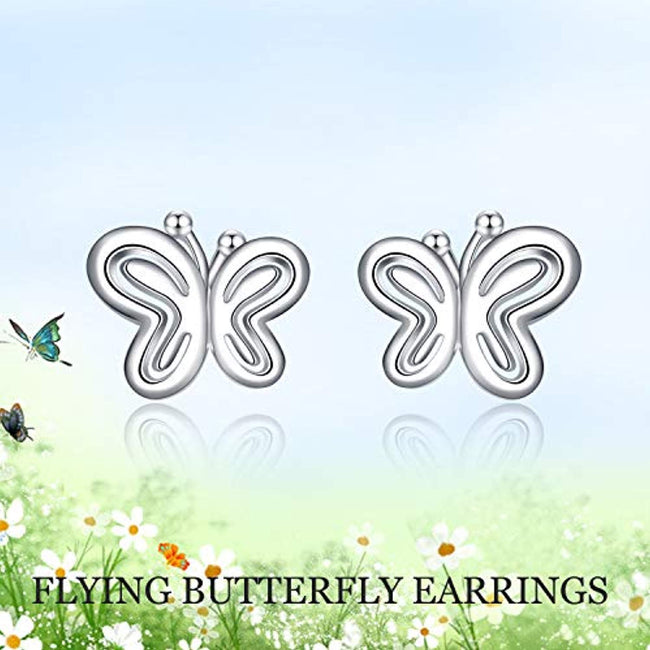 Butterfly 925 Sterling Silver Stud Earrings Kids Baby Girl Earring