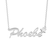 Phoele 925 Sterling Silver Personalized Star Name Necklace Adjustable Chain 16"-20"